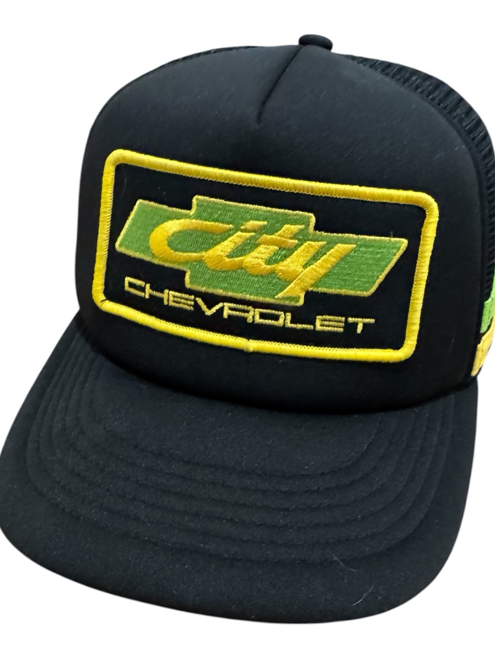 😎Heatwave Men’s Black Green City Chevrolet Embroidered Logo Snapback Hat